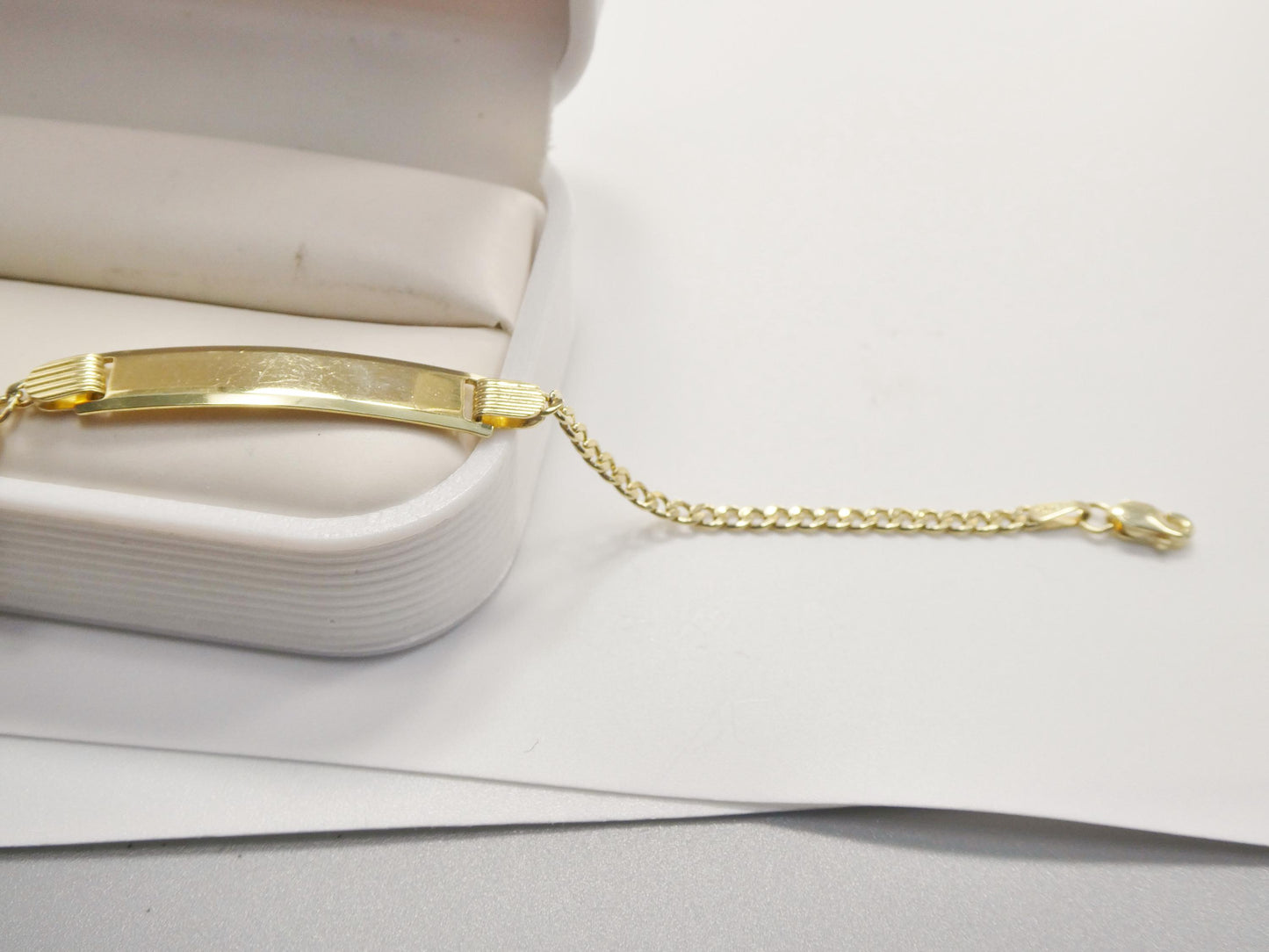 Real 10k Solid Yellow Gold 6 Inch Curb Style Baby Bracelet