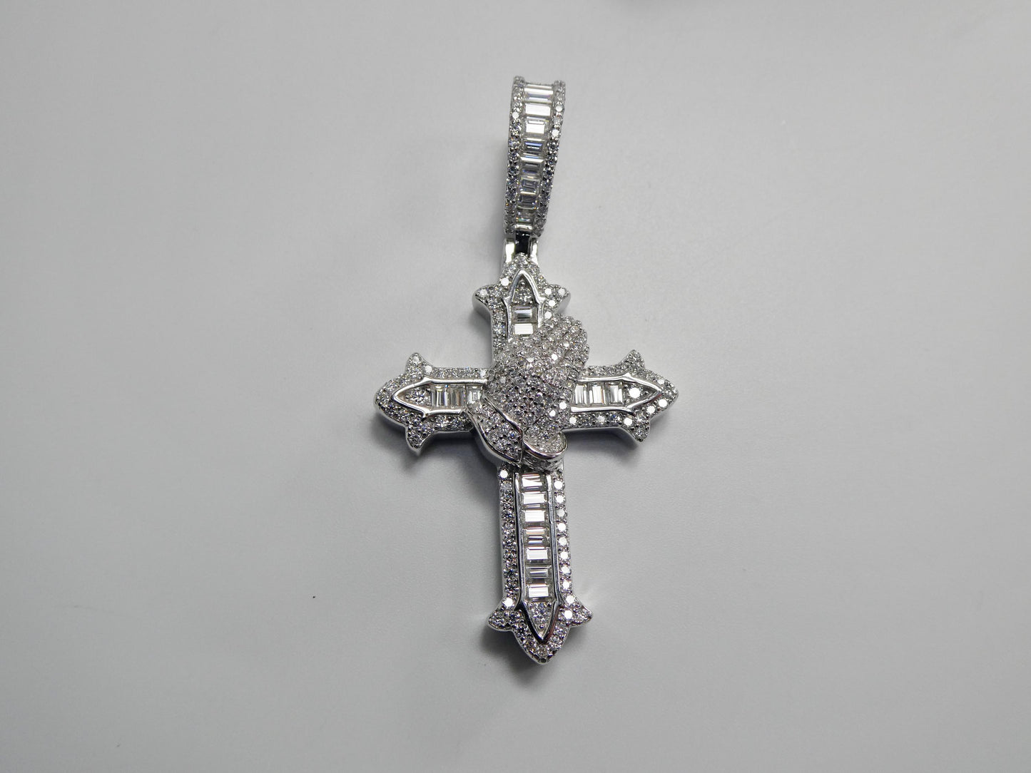 Real 925 Sterling Silver Moissanite Cross Pendent Charm