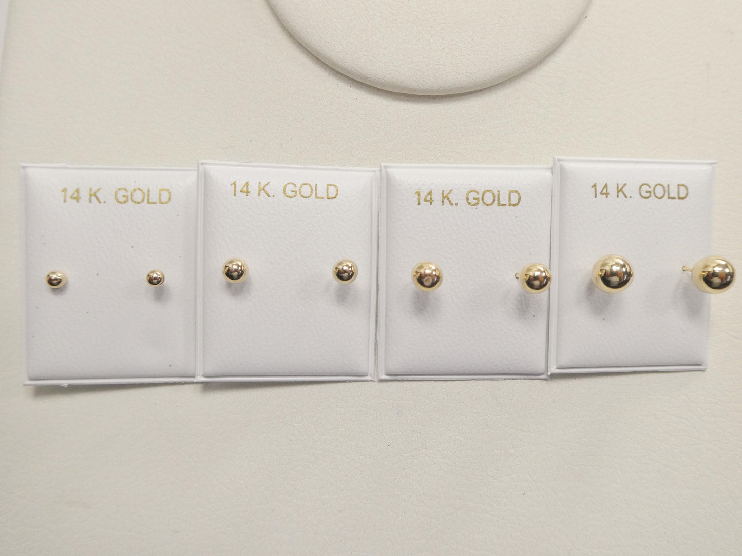 14k Solid Yellow Gold High Polish Flat Screw Post Ball Earrings