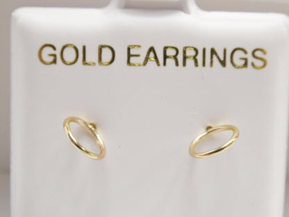Real 10k Solid Yellow Gold Circle Stud Earrings