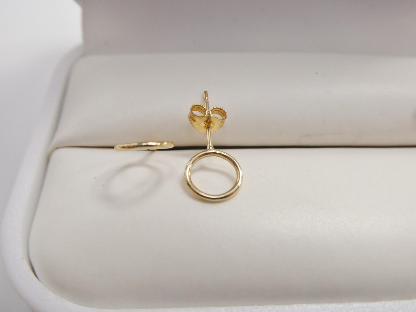 Real 10k Solid Yellow Gold Circle Stud Earrings