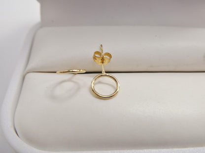 Real 10k Solid Yellow Gold Circle Stud Earrings