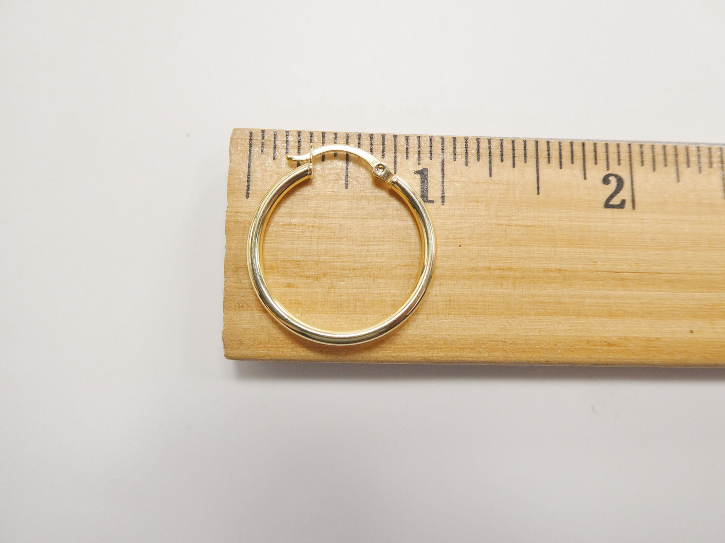 Real 10k Solid Yellow Gold Plain High Polish 25 / 30mm Hoop Huggie Earrings