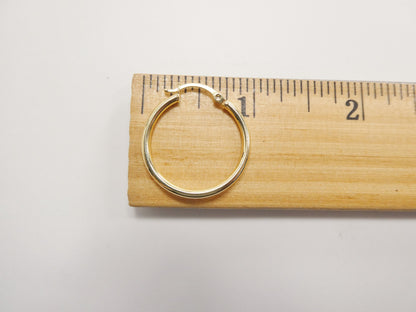 Real 10k Solid Yellow Gold Plain High Polish 25 / 30mm Hoop Huggie Earrings
