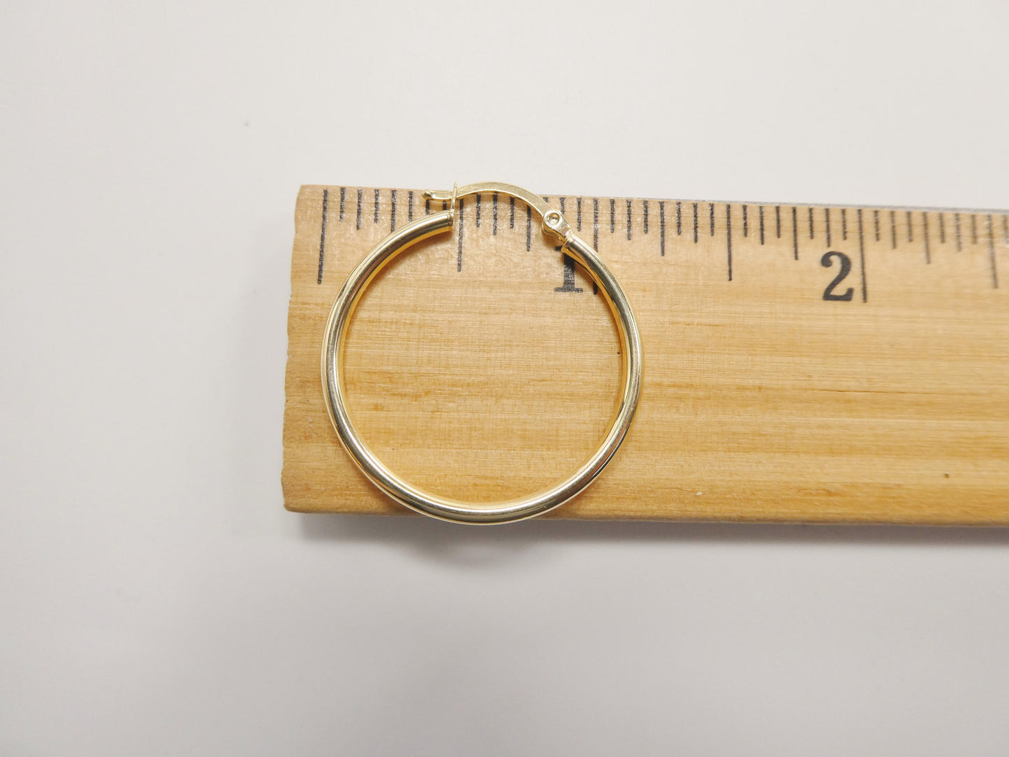 Real 10k Solid Yellow Gold Plain High Polish 25 / 30mm Hoop Huggie Earrings