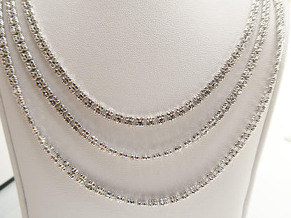 Real 925 Sterling Silver 2 Line Flat Diamond Cut Ice Link Chain Necklace