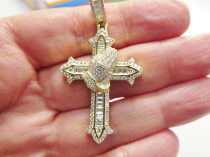 Real 925 Sterling Silver Moissanite Cross Pendent Charm