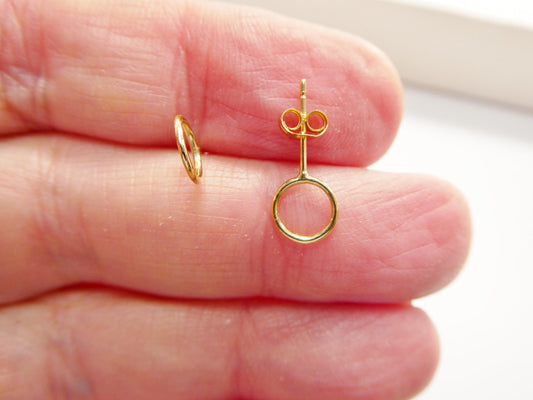 real 10k solid yellow gold circle stud earrings