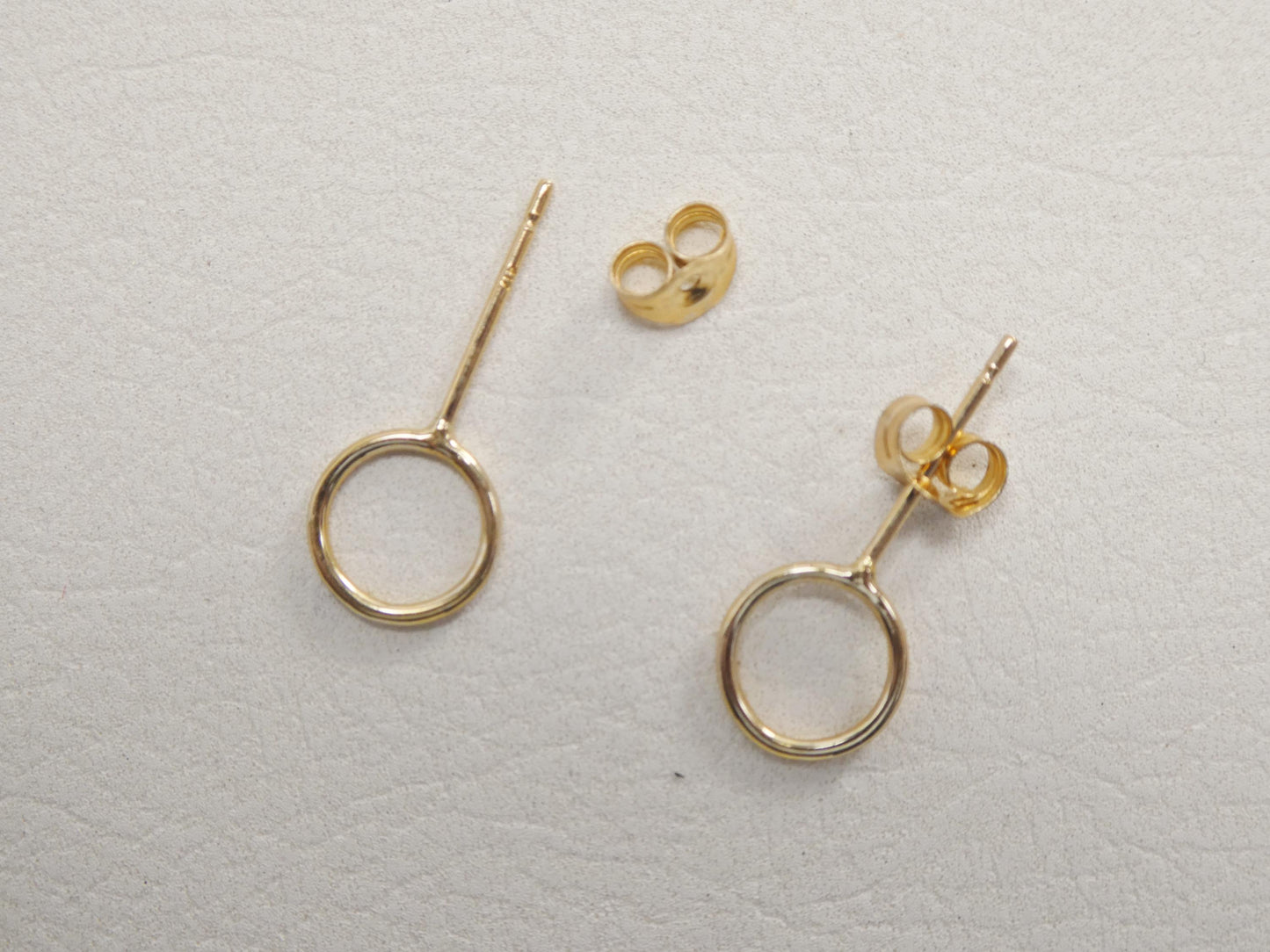 Real 10k Solid Yellow Gold Circle Stud Earrings