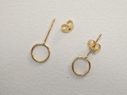 Real 10k Solid Yellow Gold Circle Stud Earrings