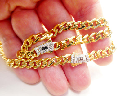6mm Monaco Link Chain Necklace Bracelet Moissanite Real 925 Sterling Silver