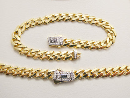 6mm Monaco Link Chain Necklace Bracelet Moissanite Real 925 Sterling Silver