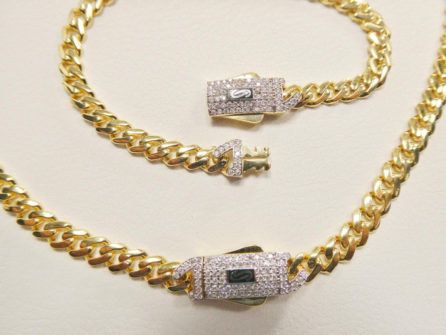 5mm Monaco Link Chain Necklace Bracelet Moissanite Real 925 Sterling Silver