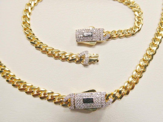 5mm Monaco link chain necklace bracelet moissanite real 925 sterling silver