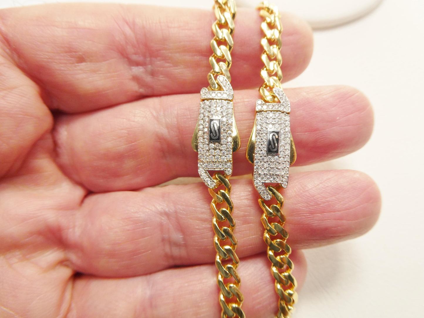 5mm Monaco Link Chain Necklace Bracelet Moissanite Real 925 Sterling Silver