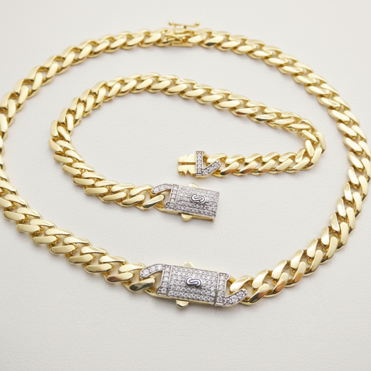 7 mm Monaco Link Chain Necklace Bracelet Moissanite Real 925 Sterling Silver