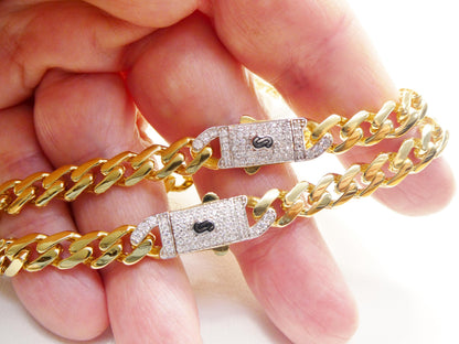 7 mm Monaco Link Chain Necklace Bracelet Moissanite Real 925 Sterling Silver