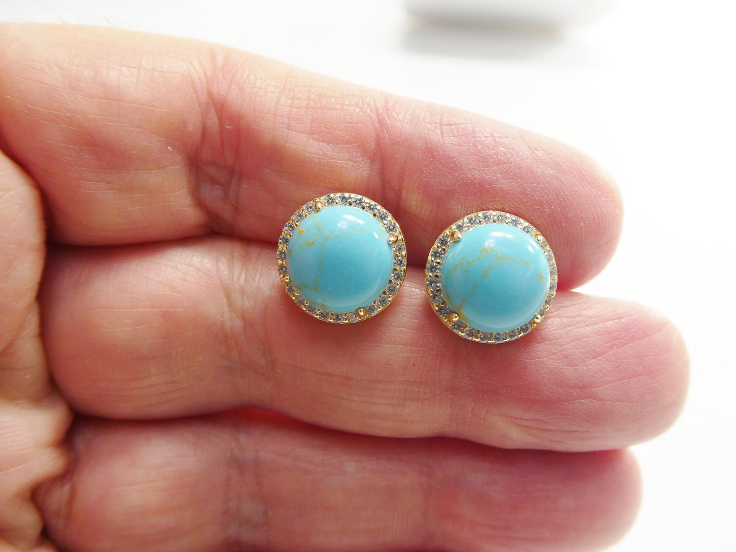 925 Sterling Silver Gemstones Stud Earrings