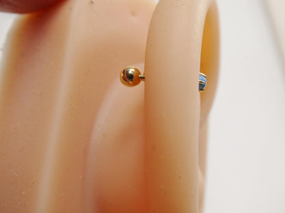 14k Real Solid Yellow Gold Flower Turquoise Cartilage Daith Ring Piercing