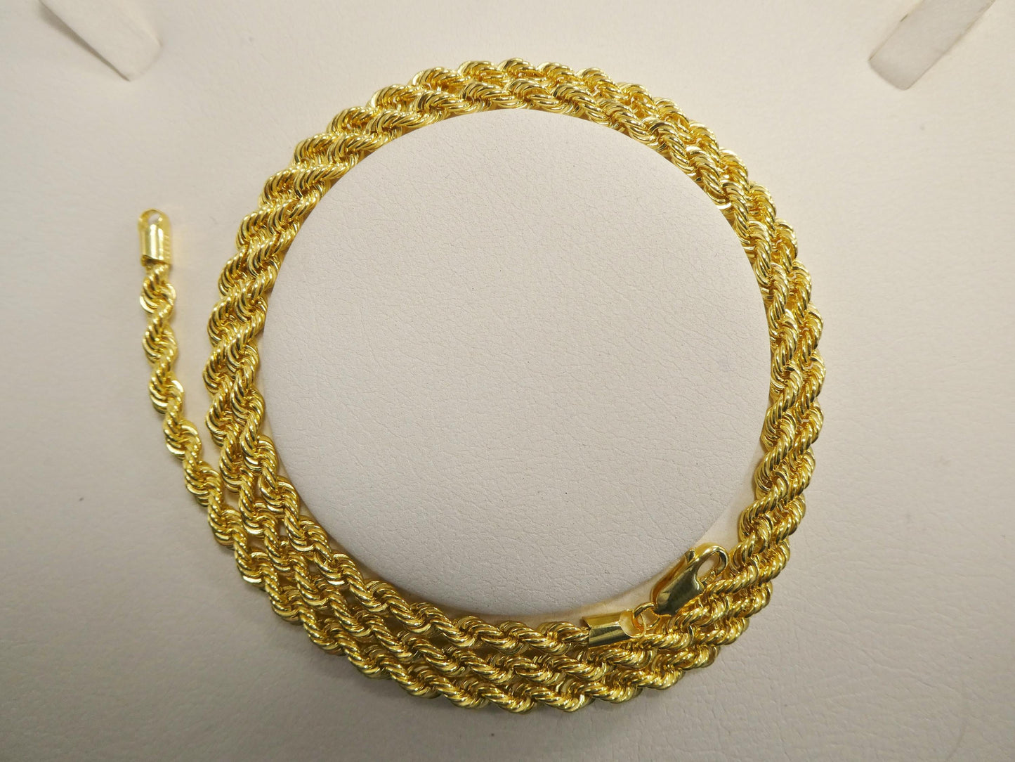 Real 925 Sterling Silver Rope Chain 4mm 14k Yellow Gold Finish