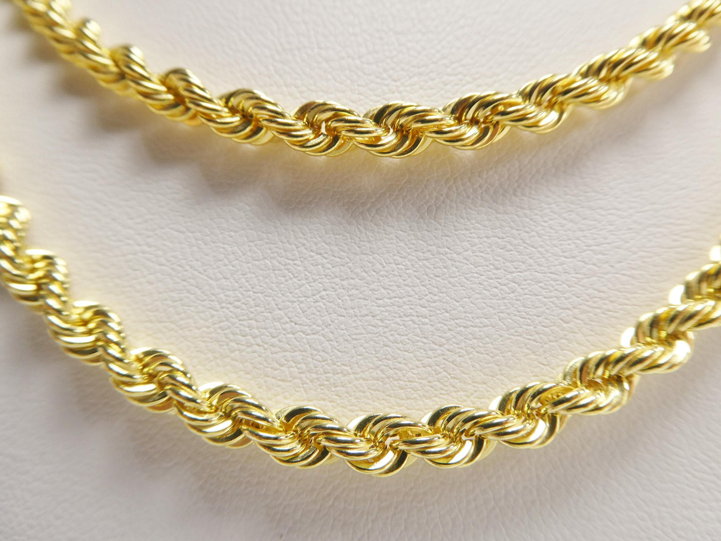 Real 925 Sterling Silver Rope Chain 4.5mm 14k Yellow Gold Finish