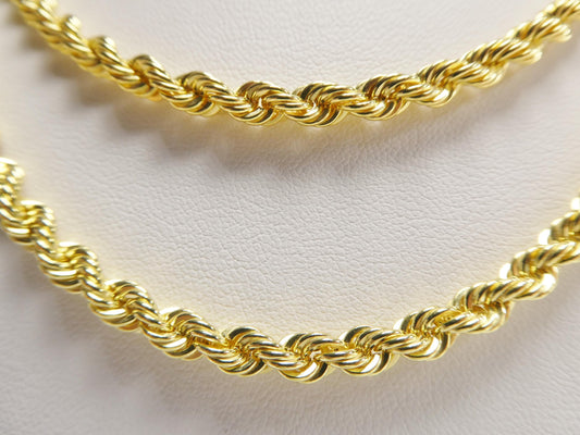 real 925 sterling silver rope chain 4.5mm 14k yellow gold finish