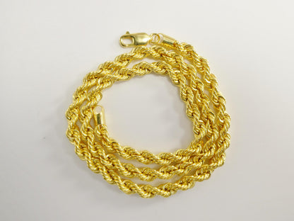 Real 925 Sterling Silver Rope Chain 5.3mm 14k Yellow Gold Finish