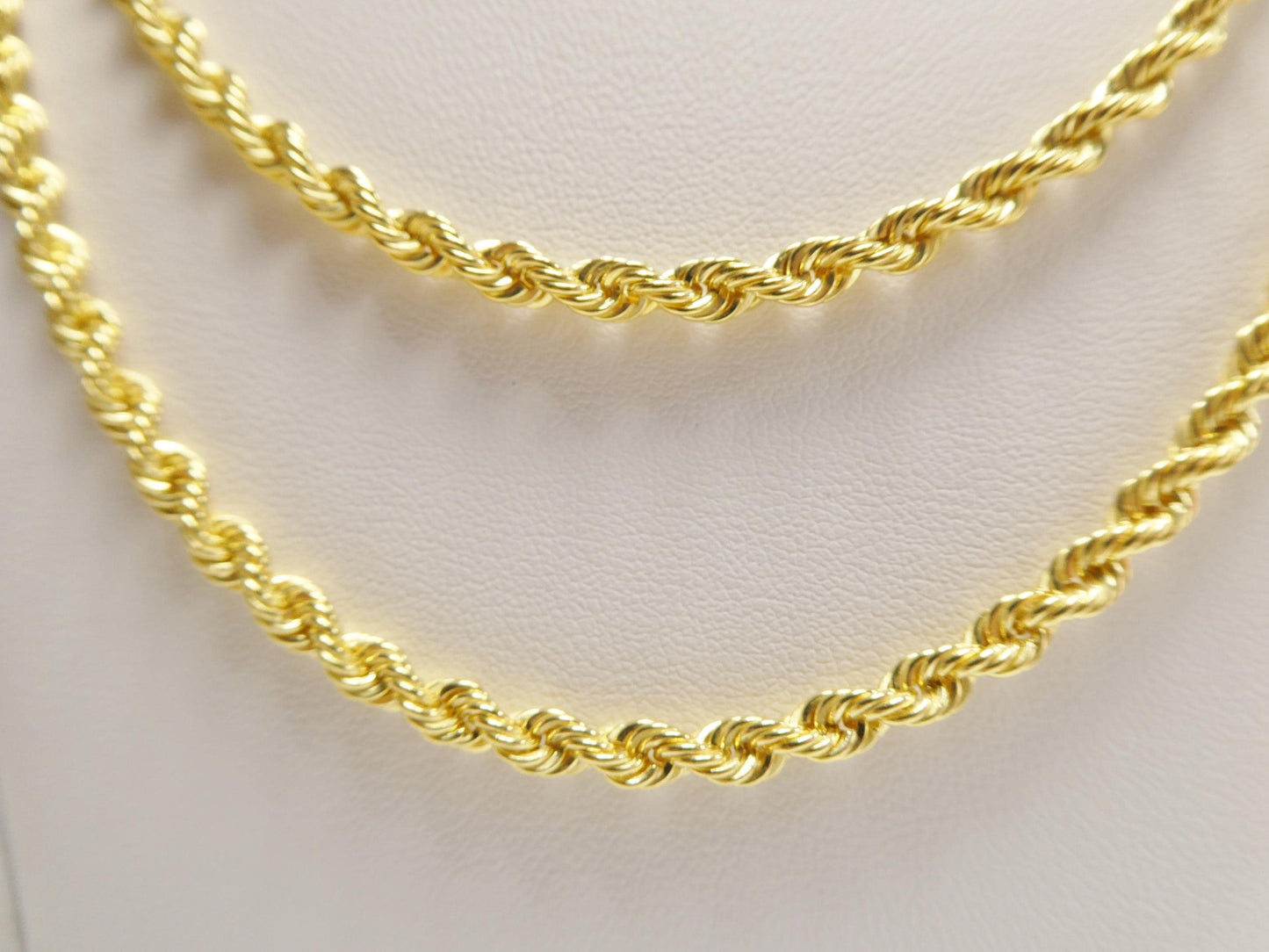 Real 925 Sterling Silver Rope Chain 4mm 14k Yellow Gold Finish