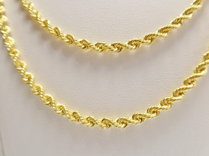 Real 925 Sterling Silver Rope Chain 4mm 14k Yellow Gold Finish