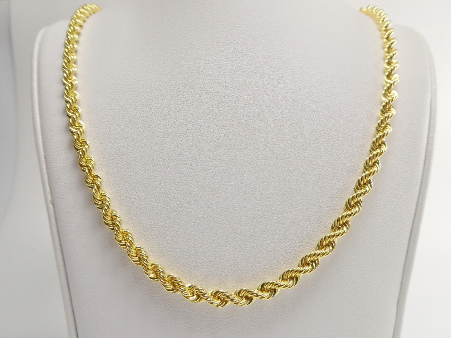 Real 925 Sterling Silver Rope Chain 4.5mm 14k Yellow Gold Finish