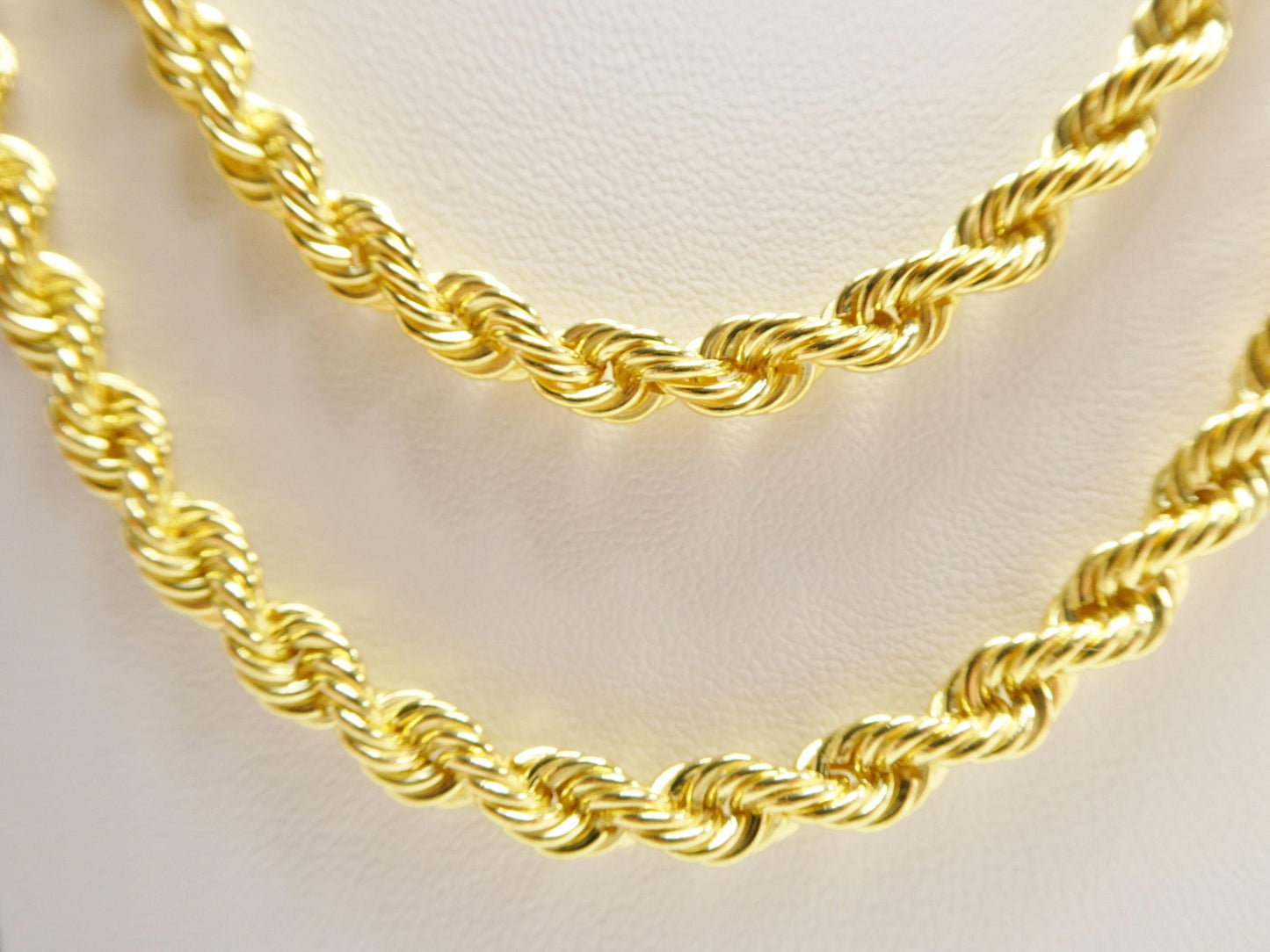 Real 925 Sterling Silver Rope Chain 5.3mm 14k Yellow Gold Finish