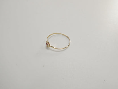 10k Solid Yellow Gold Red Stone Center Kids Pinky Ring