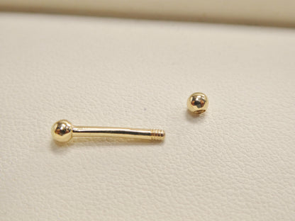 14K Real Solid Yellow Gold Straight Barbell Eyebrow Piercing