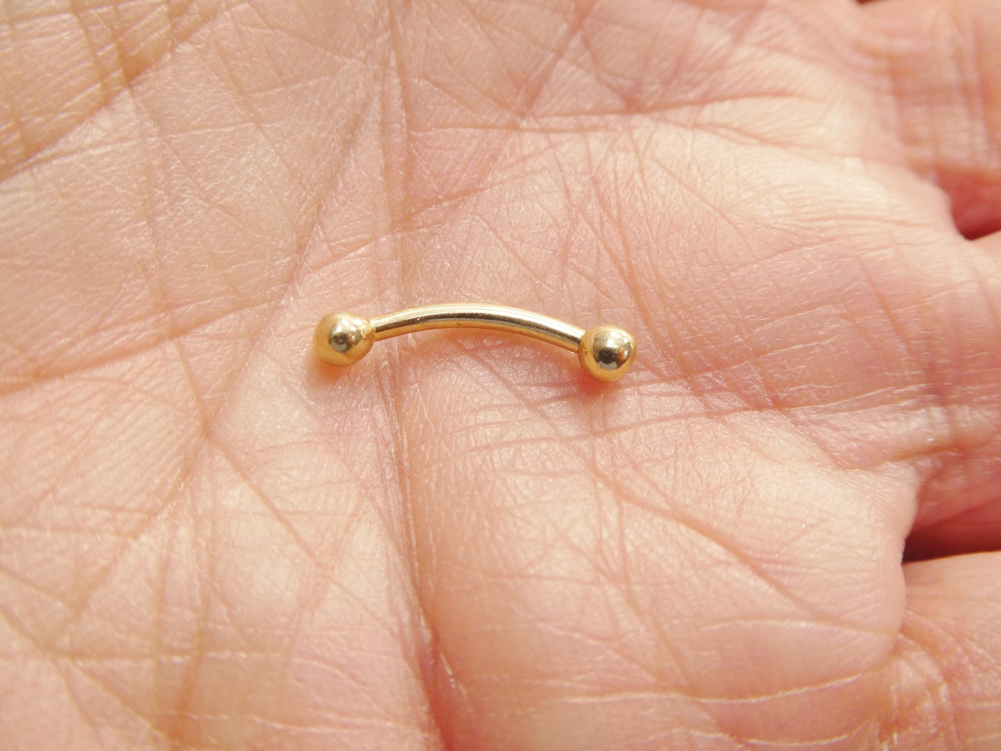 14K Real Solid Yellow Gold White Gold Eyebrow Side Curve Piercing