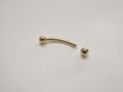 14K Real Solid Yellow Gold White Gold Eyebrow Side Curve Piercing