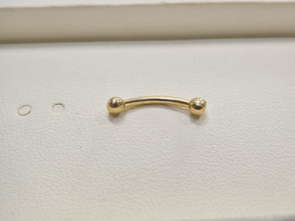 14K Real Solid Yellow Gold White Gold Eyebrow Side Curve Piercing