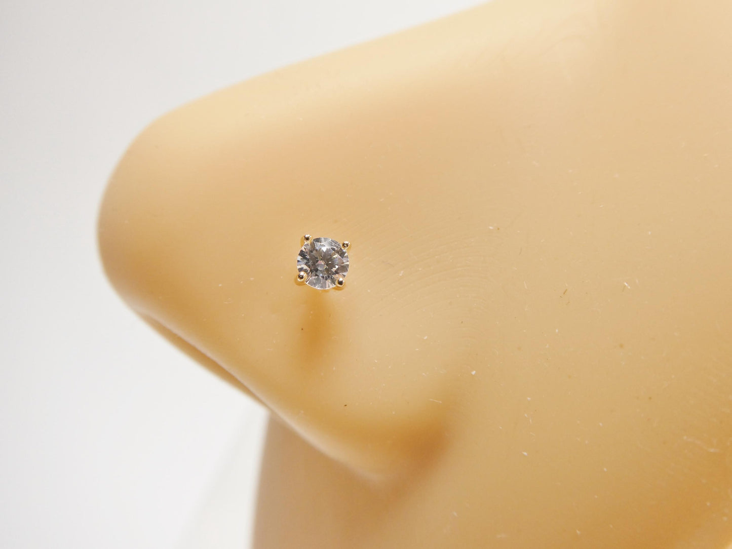 14k Real Solid Yellow Gold 2.5m/3m Long Post Nose Ring