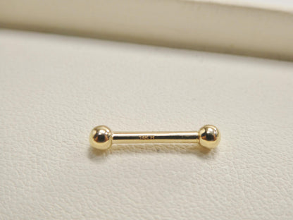 14K Real Solid Yellow Gold Straight Barbell Eyebrow Piercing