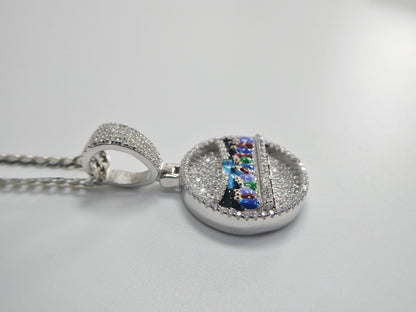 Real 925 Sterling Silver 20 inch Flat Chain and Enamel Last Supper Pendent Charm