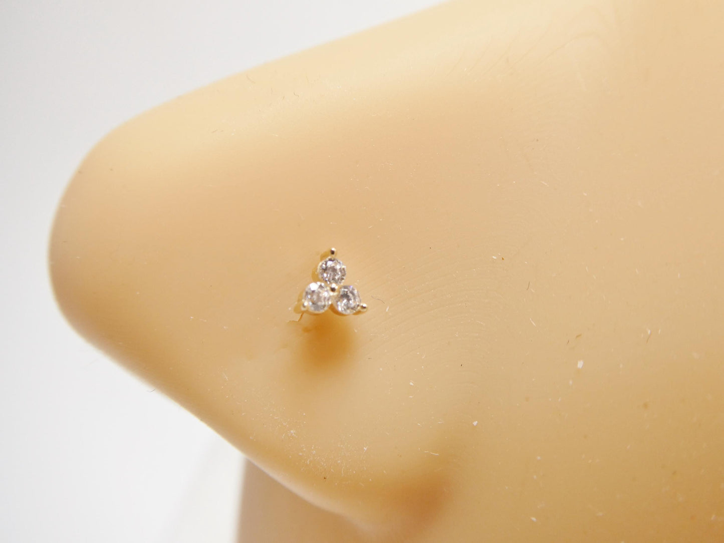 14k Real Solid Yellow Gold Triangle Long Stud Nose Rings