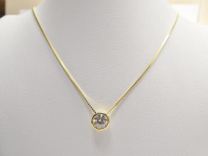 925 Sterling Silver Round Bezel Setting Moissanite Necklace