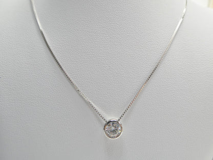 925 Sterling Silver Round Bezel Setting Moissanite Necklace