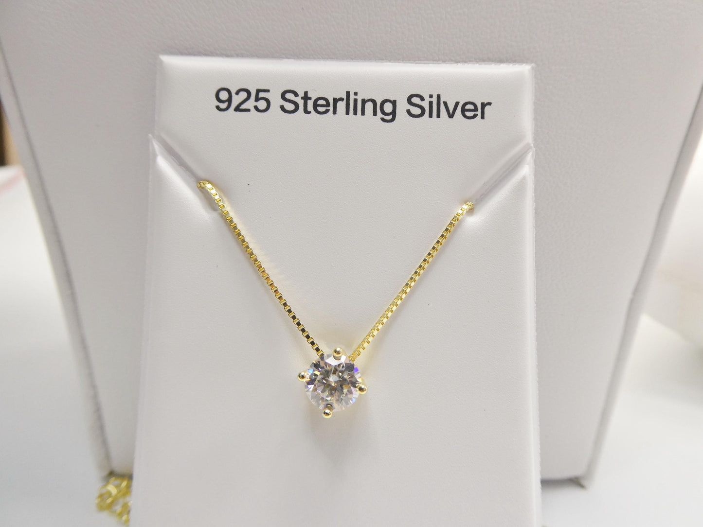 925 Sterling Silver Round Solitaire Moissanite Necklace