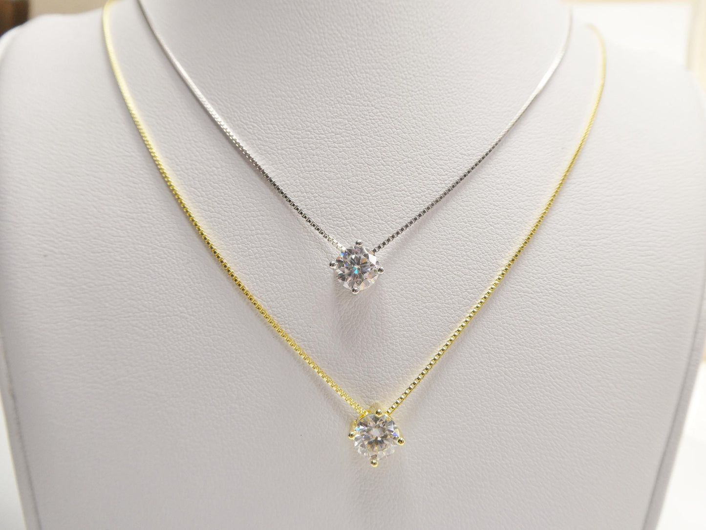 925 Sterling Silver Round Solitaire Moissanite Necklace