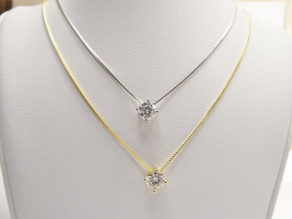 925 Sterling Silver Round Solitaire Moissanite Necklace
