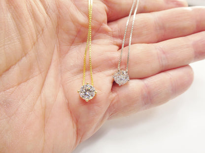 925 Sterling Silver Round Solitaire Moissanite Necklace