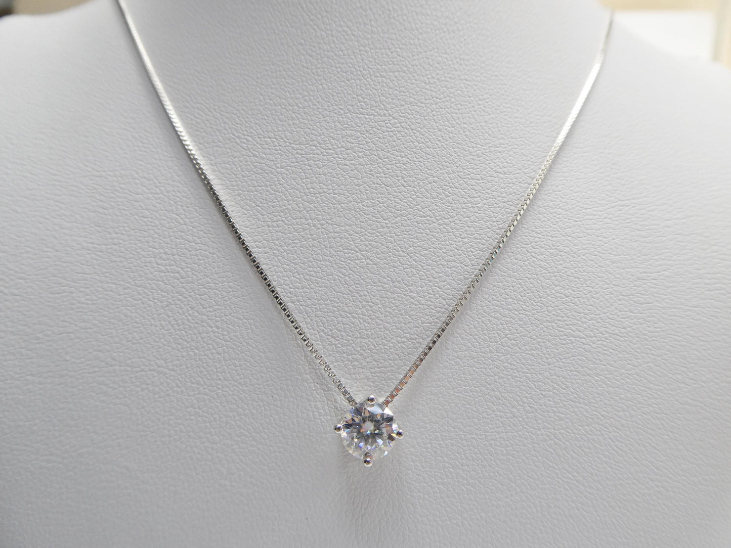 925 Sterling Silver Round Solitaire Moissanite Necklace