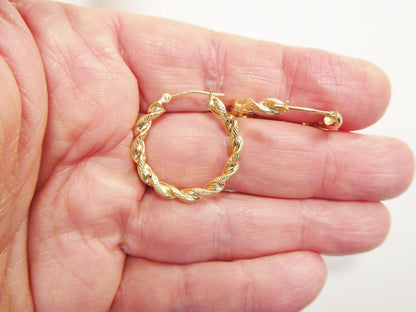 14k Real Solid Yellow Gold Classic Twist Earrings