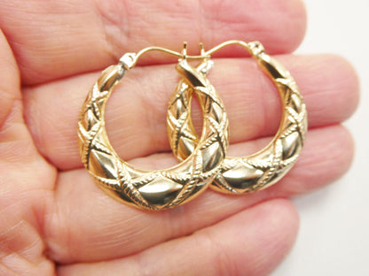 10k Real Solid Yellow Gold Classic Large Design Earrings