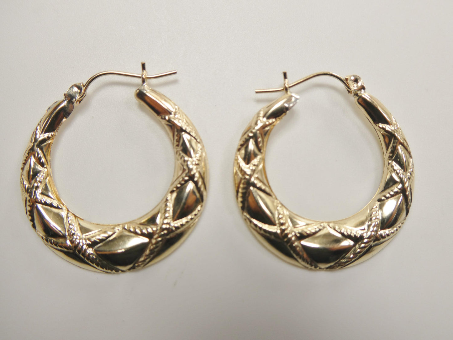 10k Real Solid Yellow Gold Classic Large Design Earrings